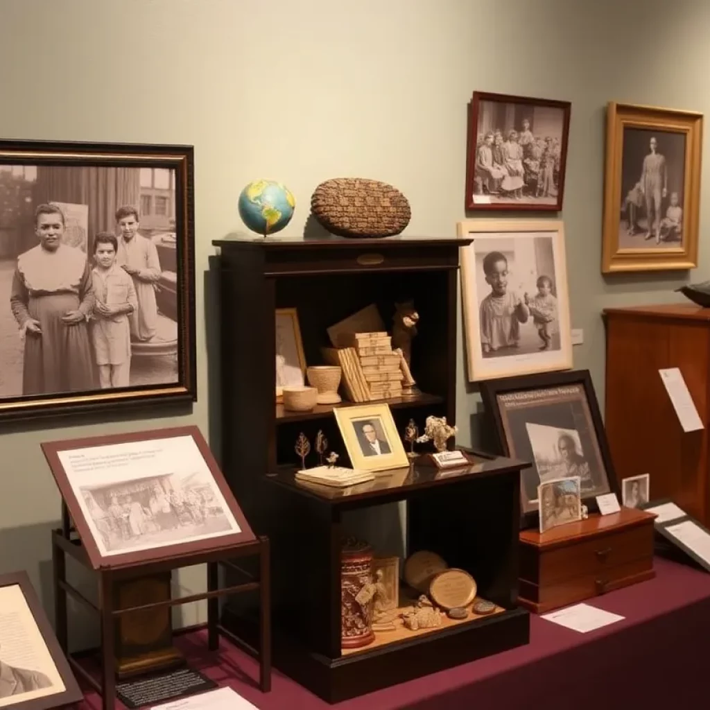 Artifacts and photographs from the Rosenwald Schools exhibit at Burritt Museum