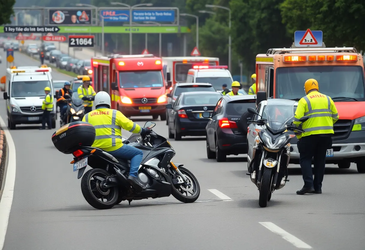 Emergency response at motorcycle accident in Madison
